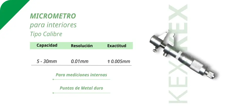 Micrometro para interiores tipo calibre